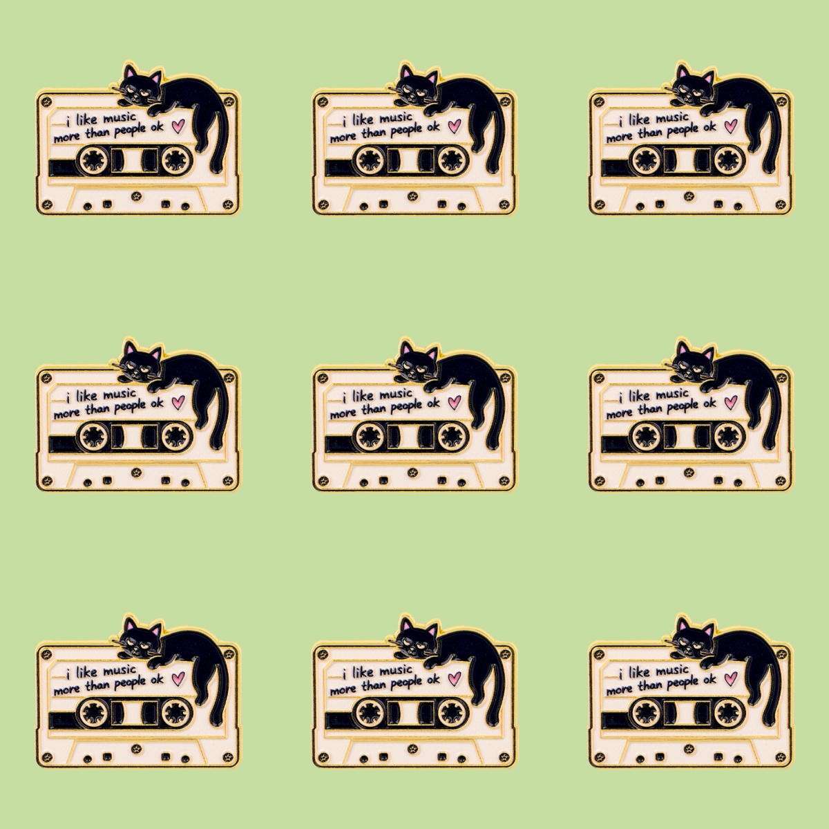 Vintage Fashion Quotes - 9pcs/Set Vintage Tape Black Cat Enamel
